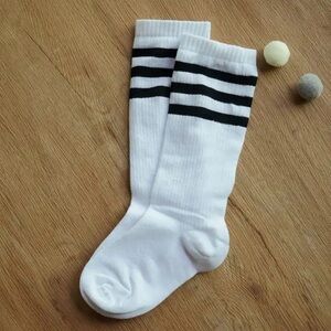 White and Black Striped Men's Socks